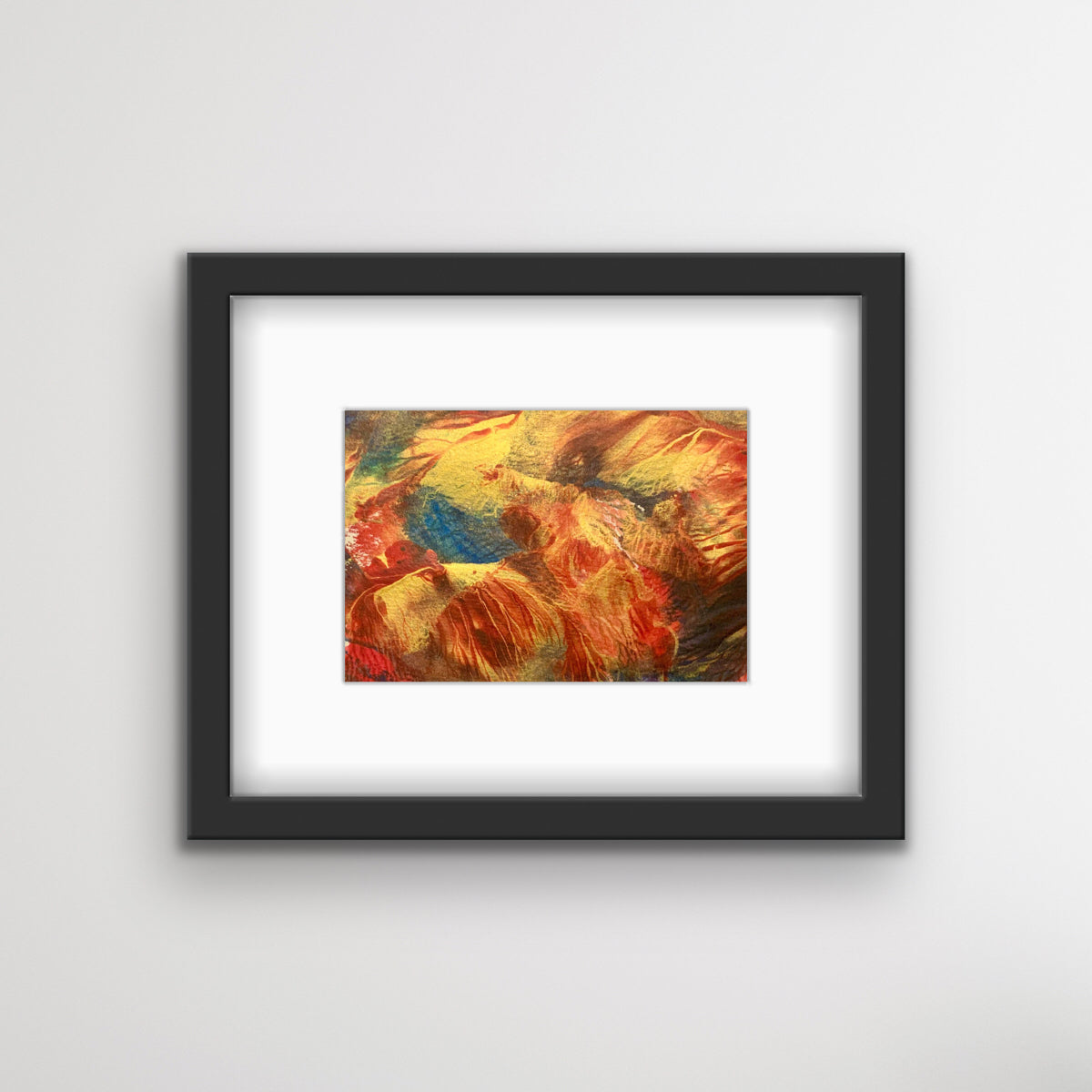 Thanksgiving. Original acrylic ink painting on paper. 5 by 7 inch - Comes in an 8 by 10 black frame with mat - by Ottawa-based artist Mireille Laroche. Free Shipping.