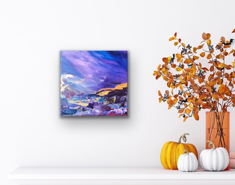 Turning the Page. Original acrylic painting (12 by 12 inch) by Ottawa- based artist Mireille Laroche