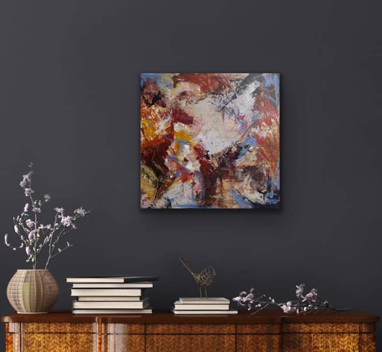 Original acrylic painting by Mireille Laroche entitled Wild and Free., 24 by 24 inch Peinture acrylique originale par Mireille Laroche, intitulée Libre