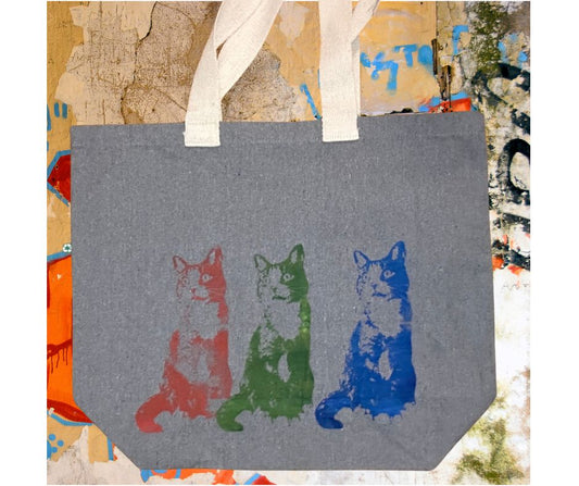 Large Totebag - 3 cats -1/ Grand sac fourre-tout 3 chats -1