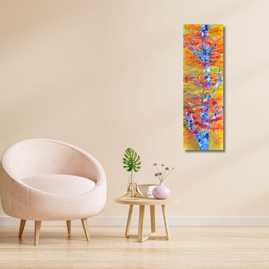 Original acrylic painting 12 by 26 inch depicting a tree by Ottawa-based artist Mireille Laroche