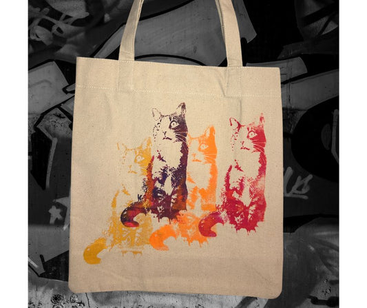 Medium Totebag - 4 cats/ Sac fourre-tout 4 chats de grandeur moyenne