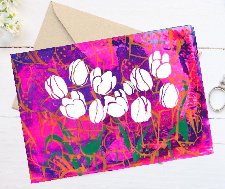 Card - White Tulips/ Carte - tulipes blanches