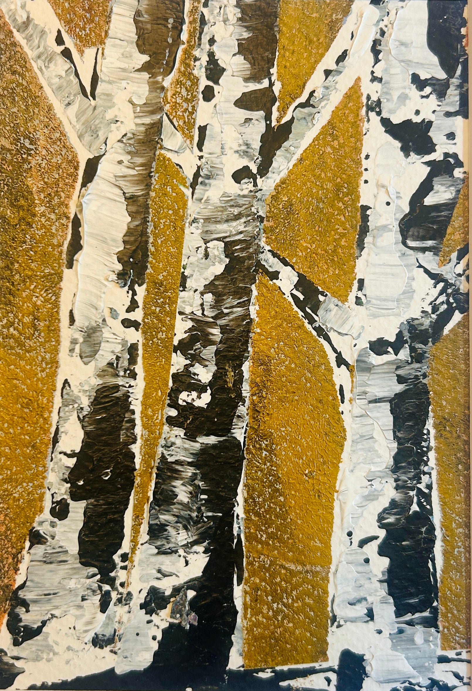 Original mixed media artwork on paper by Ottawa-based Mireille Laroche- 5 by 7 inch, 8 by 10 with white mat.