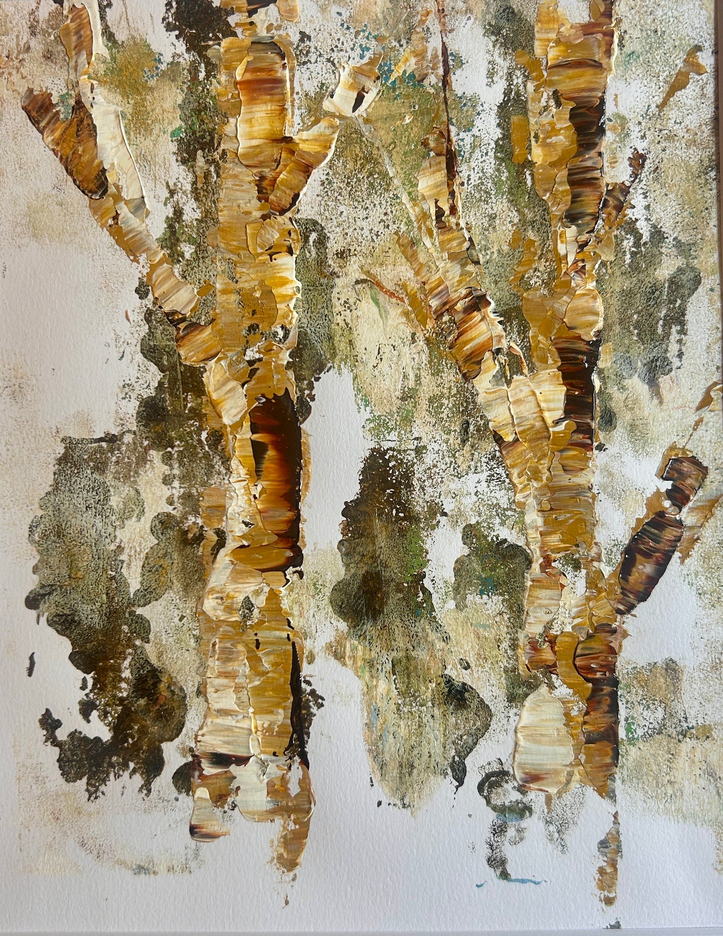 Original mixed media artwork on paper by Ottawa-based Mireille Laroche- 8 by 10 inch, 11 by 14 with white mat.