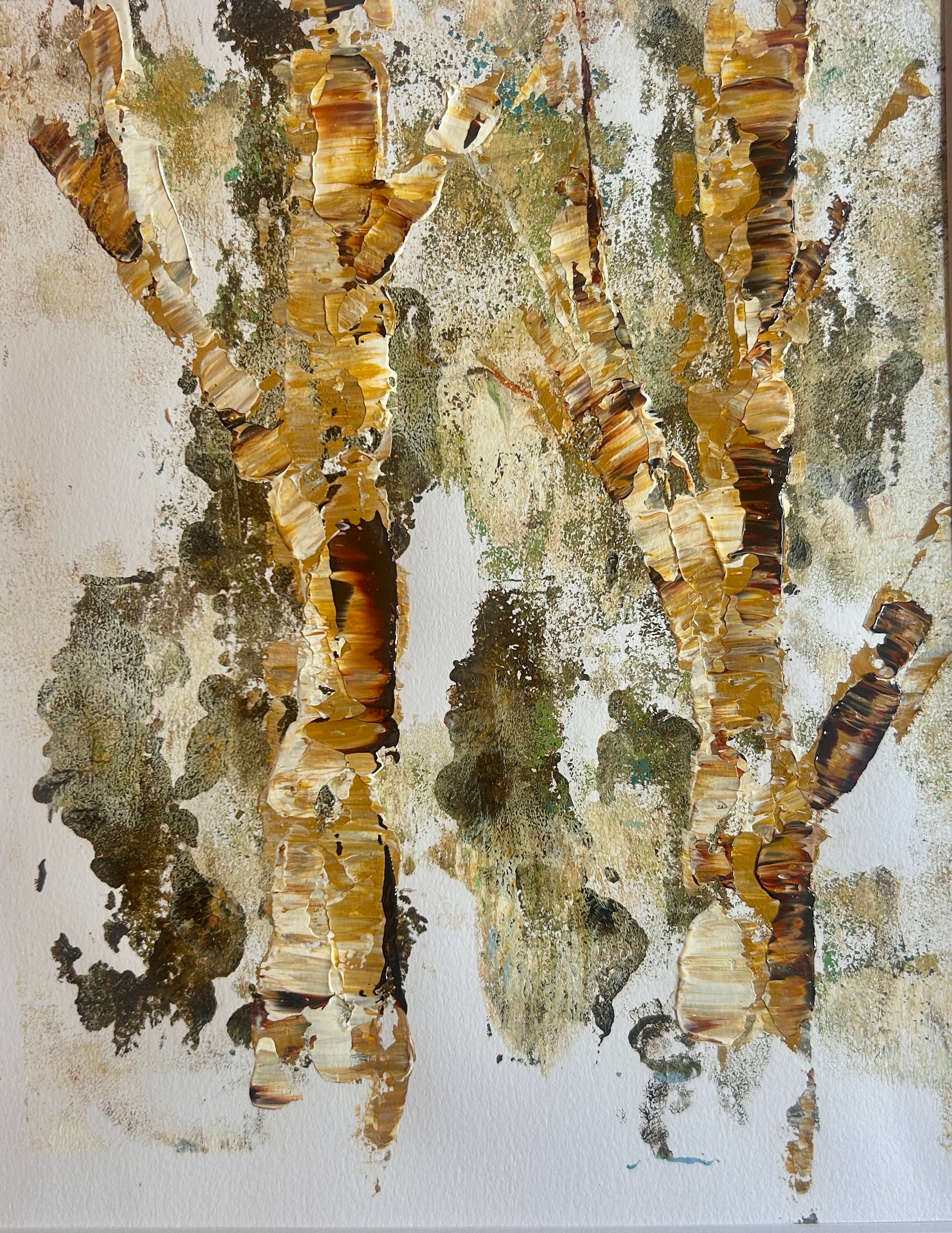 Original mixed media artwork on paper by Ottawa-based Mireille Laroche- 8 by 10 inch, 11 by 14 with white mat.