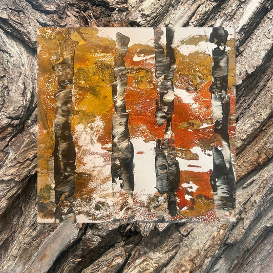 Original mixed media artwork on paper by Ottawa-based Mireille Laroche- 8 by 8 inch, 12 by 12 with white mat.