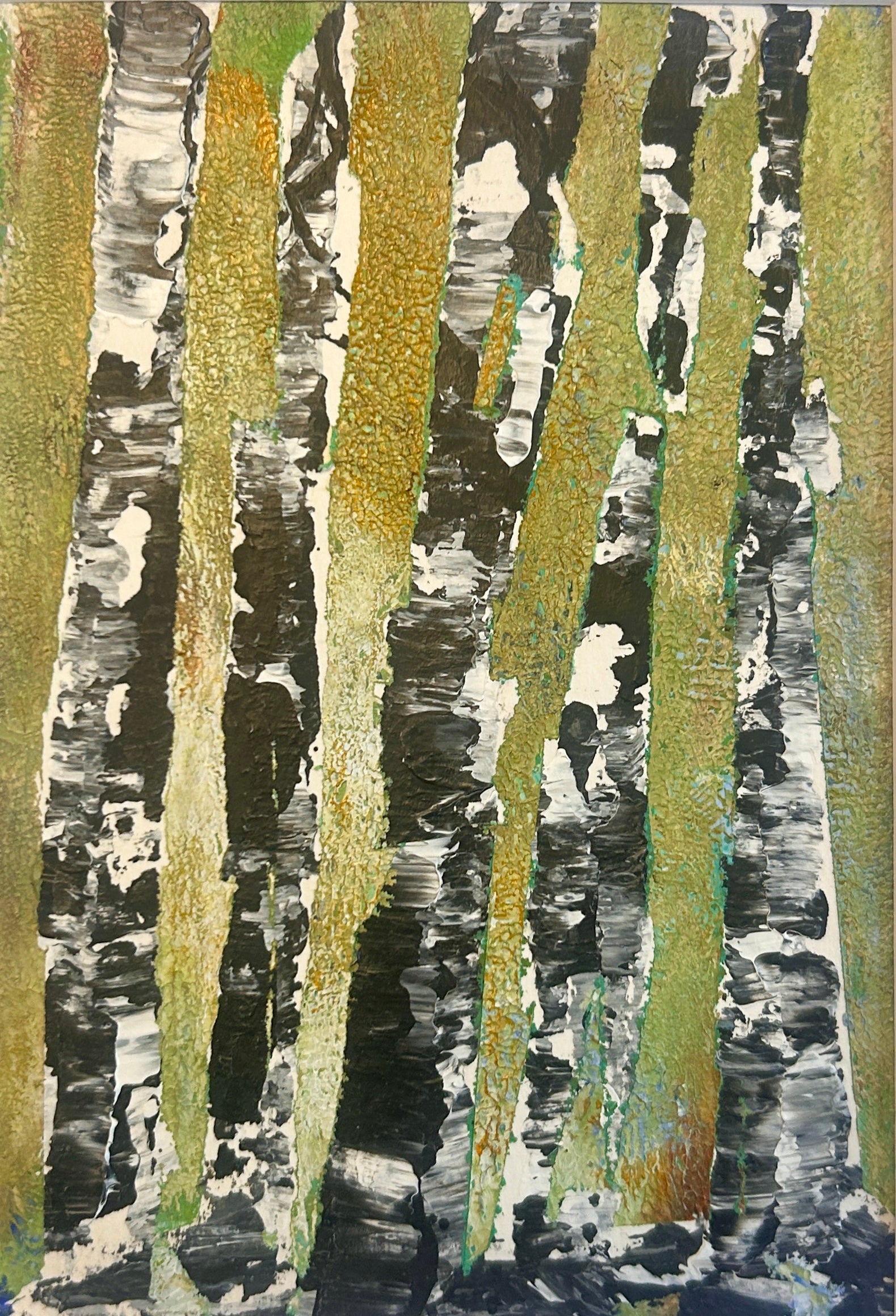Original mixed media artwork on paper by Ottawa-based Mireille Laroche- 5 by 7 inch, 8 by 10 with white mat.