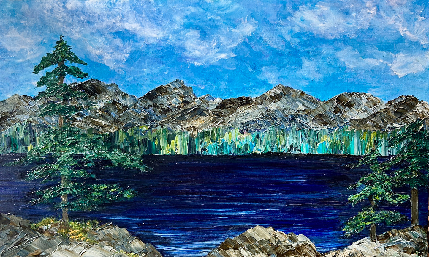 semi-abstract landscape painting y Ottawa artist Mireille Laroche