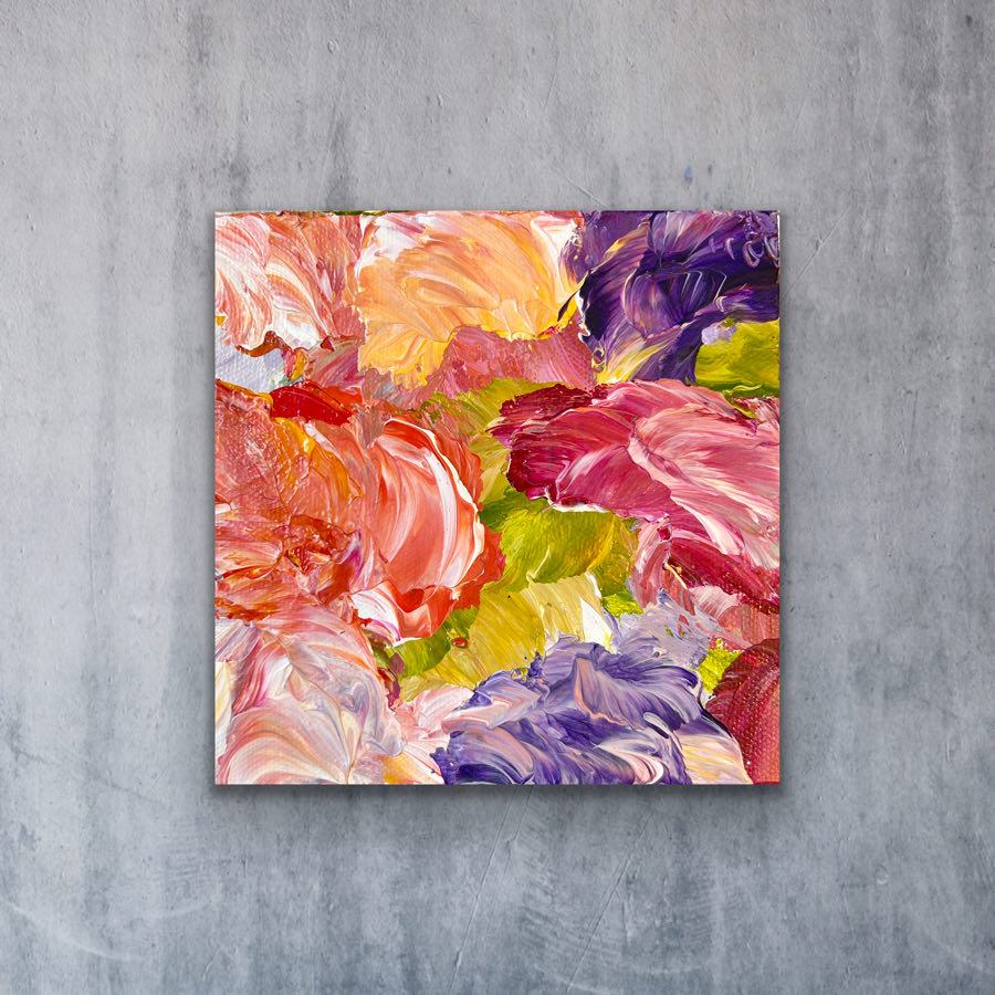 Available. Original 6 by 6 inch acrylic painting on a 1.5 inch deep canvas by Ottawa-based artist Mireille Laroche. Free Shipping in Canada