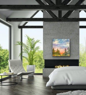 Tomorrow Will Be Sunny. Original acrylic painting, 36 by 36 inch, by Ottawa-based artist Mireille Laroche