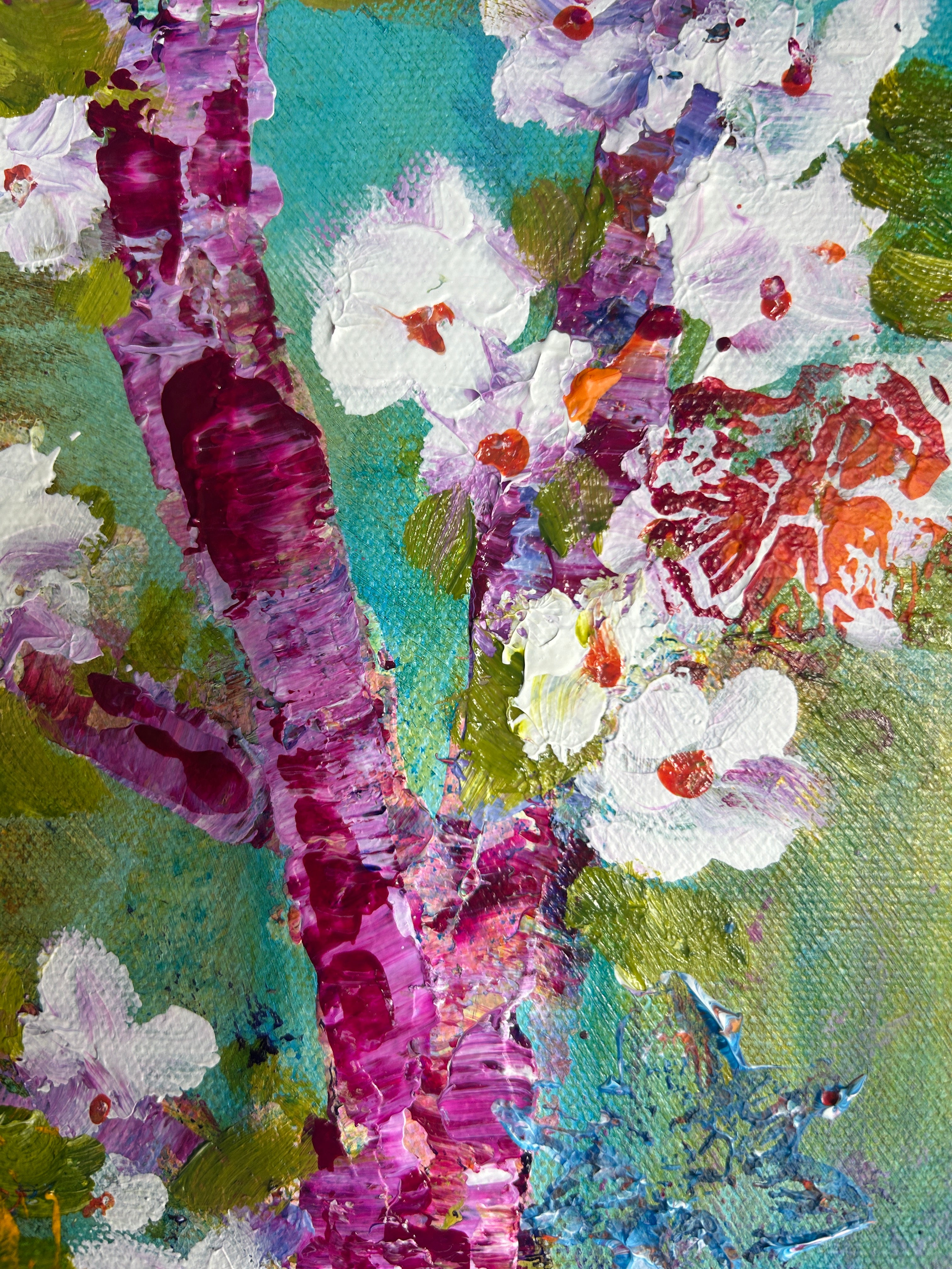 Detail - Original 12 by 24 inch acrylic painting on a 1.5 inch deep canvas by Ottawa-based artist Mireille Laroche