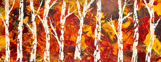 40 x 16 inches acrylic painting on a 1.5 inch deep canvas by Ottawa-based artist Mireille Laroche.