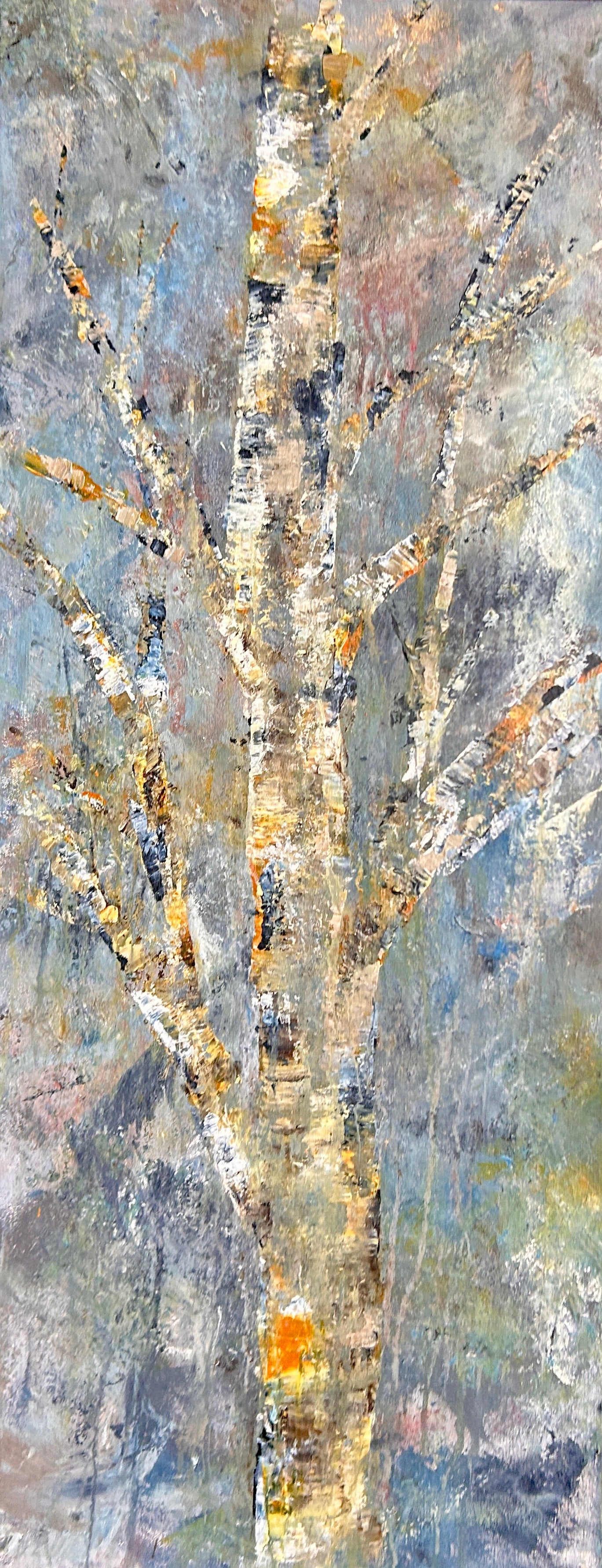 Abstract tree painting by Ottawa artist Mireille Laroche 