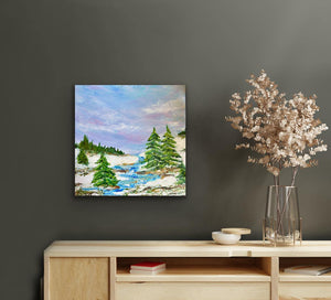 Available. Original acrylic painting 20 by 20 inch on a 1.5 inch deep canvas by Ottawa-based artist Mireille Laroche.