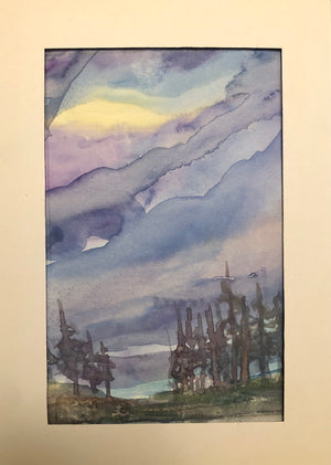 Original water color by Ottawa-based artist Mireille Laroche "Clearing my mind".  4 by 6 inch.
