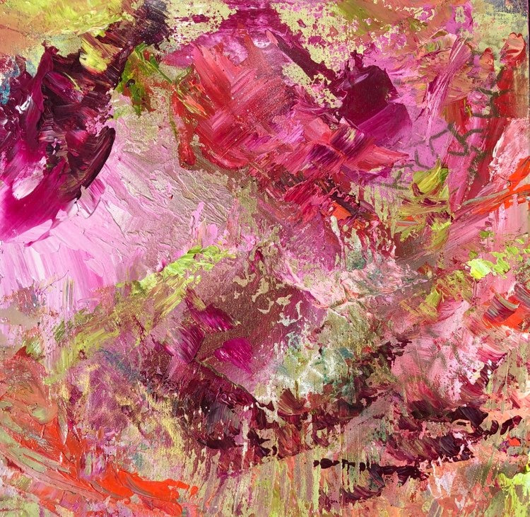 Emergence. Original 14 by 14 inch acrylic painting on a 1.5 inch deep canvas by Ottawa-based artist Mireille Laroche. Shipping in Canada is included in the price