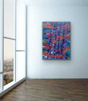 originalacrylicpainting by Ottawa-based artist Mireille Laroche entitled I Left Everything behind, 30 by 40 inch. Peinture acrylique originale de Mireille Laroche d'Ottawa, intitulée J'ai tout laissé derrière moi., 30 par 40 pouces.