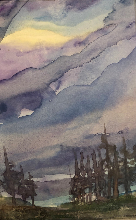 Original water color by Ottawa-based artist Mireille Laroche "Clearing my mind". 4 by 6 inch.