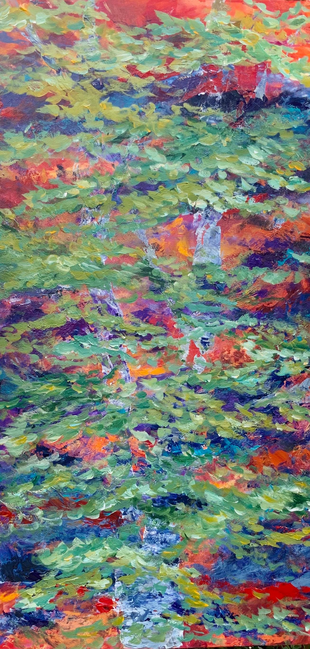 Original acrylic painting by Ottawa-based artist Mireille Laroche entitled Hide and Seek, 24 by 48 inch.  Peinture acrylique originale de l'artiste d'Ottawa Mireille Laroche intutilée Cache-cache, 24 par 48 pouces. 