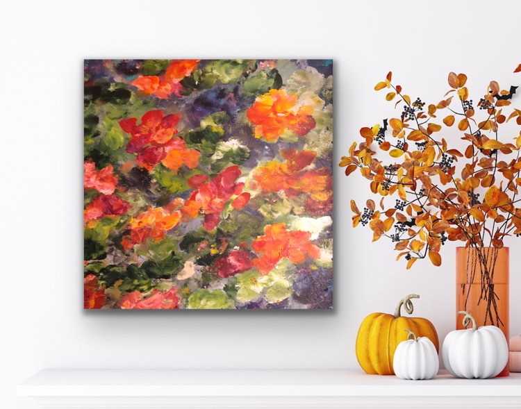 Morning Glory. Original acrylic painting (20 by 20 inch on 1.5 inch deep canvas) by Ottawa-based artist Mireille Laroche