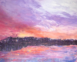 View at the Cottage.  30 by 24 inch original acrylic painting by Ottawa-based artist Mireille Laroche